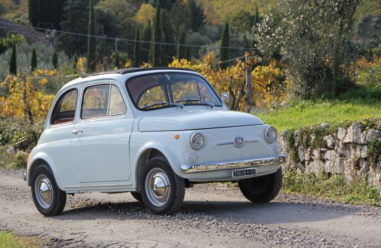 Vintage White Fiat 500 Car Rental